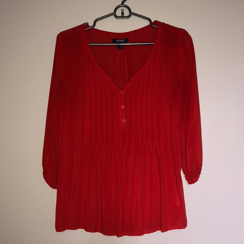 Old Navy Red 3/4 Sleeve Blouse